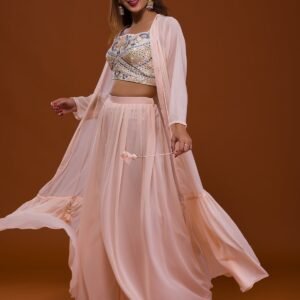 Peach Mirrorwork Georgette Salwar Suit