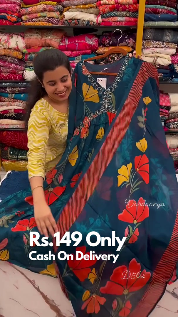Teal Blossom: Floral Printed Alia-Cut Anarkali Kurta Set