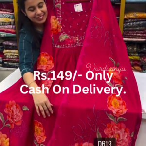 Magenta Bloom: Floral Printed Alia-Cut Anarkali Kurta Set